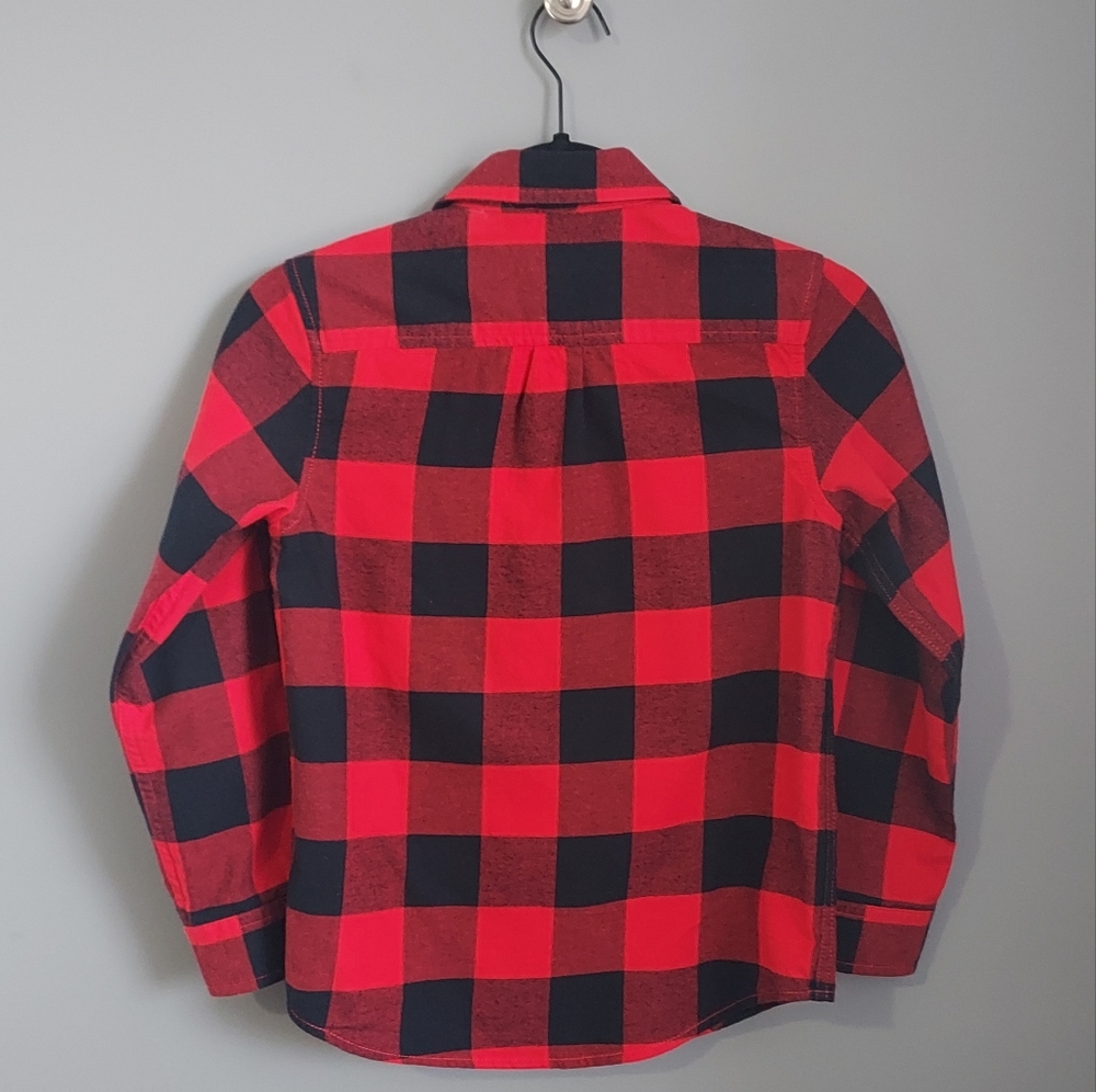 Cat & Jack girl's size M 8/10, long sleeve,  cotton, red & black plaid shirt - Picture 2 of 6